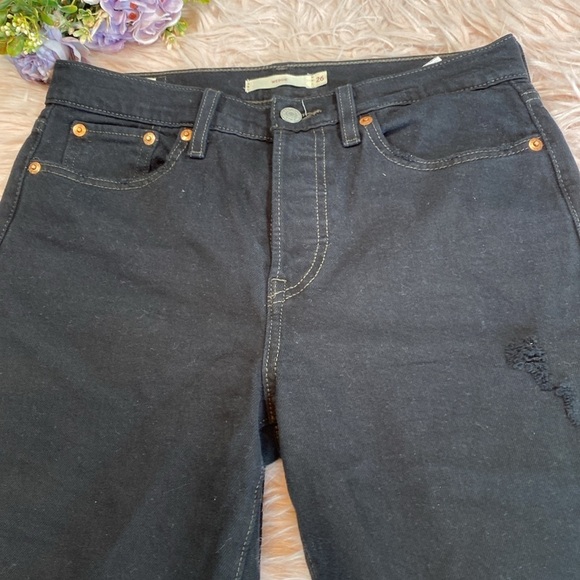 Levi’s Wedgie Icon Fit Black Distressed Jeans sz 26 - Picture 4 of 14